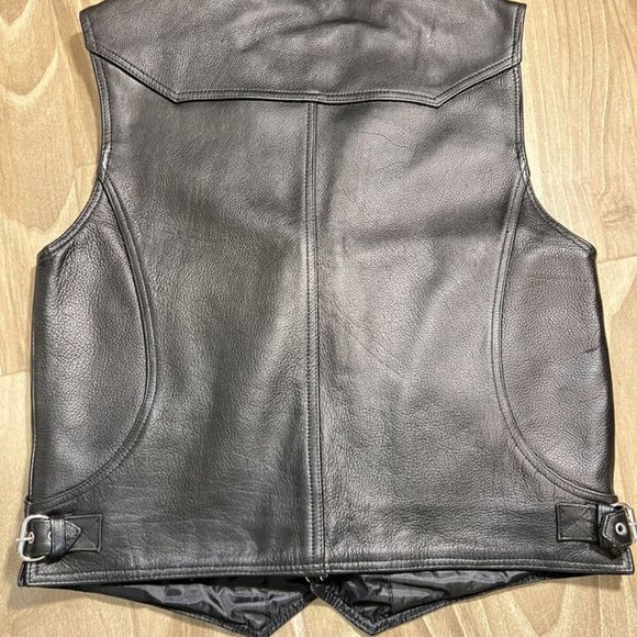 Men's Milwaukee Leather By Shaf, Black, Leather Snap Front Vest Size: Large - Picture 4 of 11